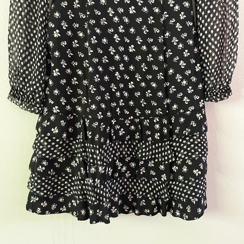 Diane von Furstenberg Fionna Dress Silk Floral Ruffle Tiered Long Sleeve size 2 - Picture 9 of 16